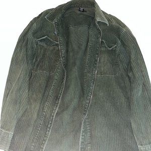 Large green corduroy jacket.